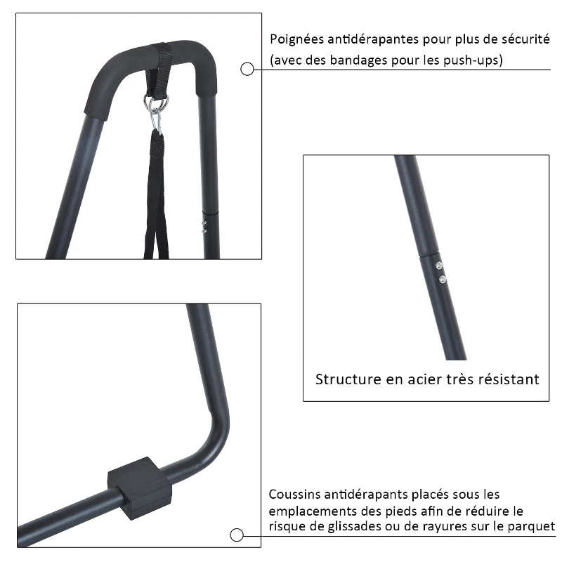 Homcom Barres Parallèles de Musculation en Métal Noir 280 x 92 x 58 cm