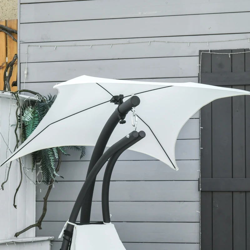 Outsunny Sdraio Sospesa da Giardino, Lettino Sospeso Imbottito per Esterno con Tettuccio, Crema 190x115x190cm