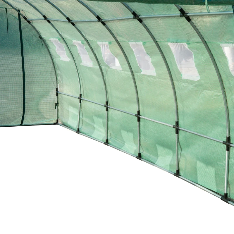 Outsunny Cubierta de Repuesto para Invernadero 600x300x200cm Tipo Túnel Carpa de Invernadero con 12 Ventanas Verde