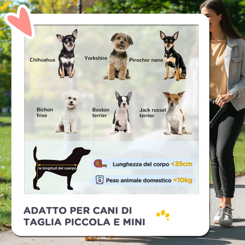 PawHut Passeggino per Cani Pieghevole con Cestino e Portabicchiere, Peso Max. 10 kg, 75x45x97cm, Nero