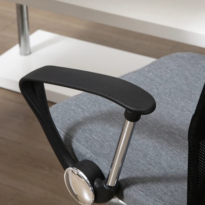 Vinsetto Poltrona da Ufficio in Tessuto Grigio, Sedia Girevole ed Ergonomica per Scrivania, 60 x 66 x 91-101cm