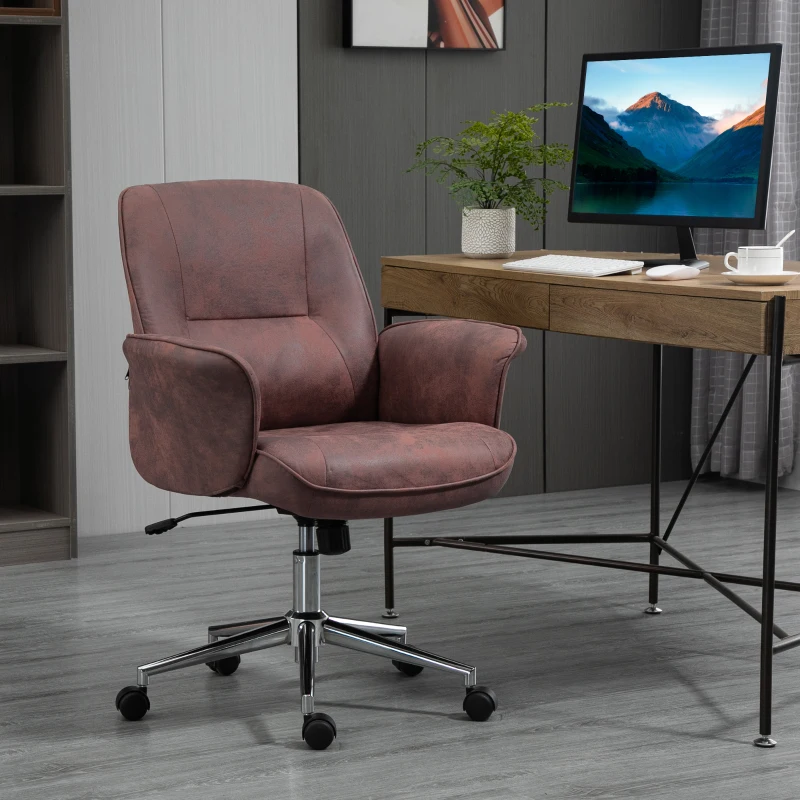 Vinsetto Office Chair, Desk Chair, Swivel Computer Chair with Armrest and Rolling Wheels for Home and Work, Red