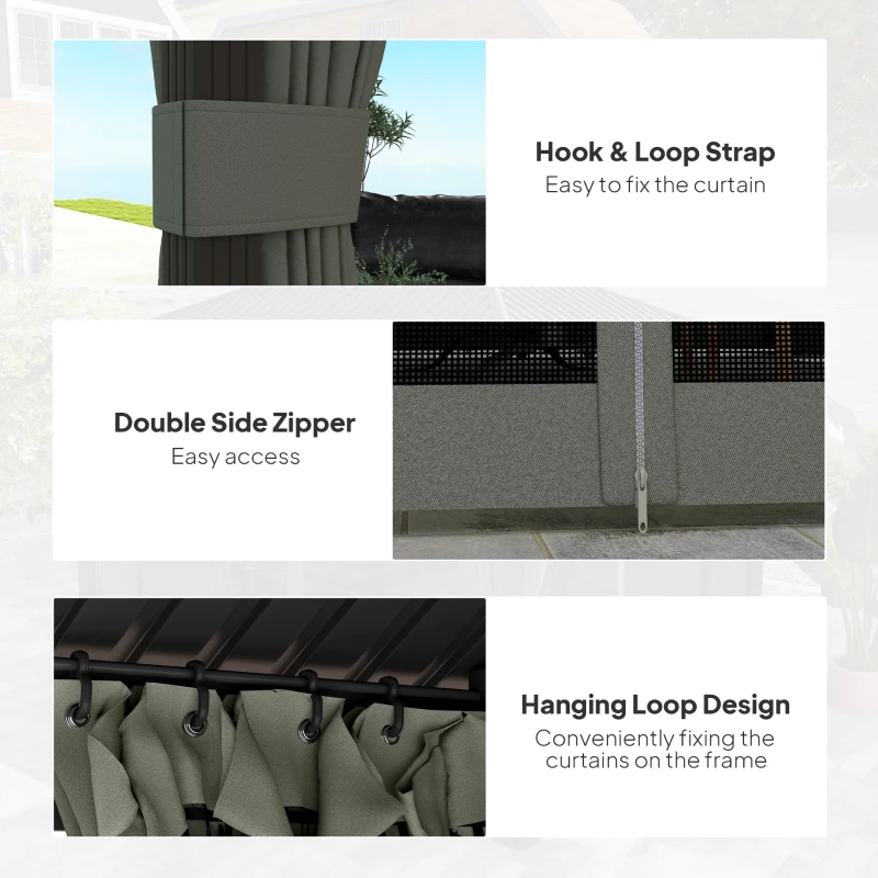 Outsunny 3.6 x 3 m Aluminium Hardtop Gazebo, with Accessories - Dark Grey