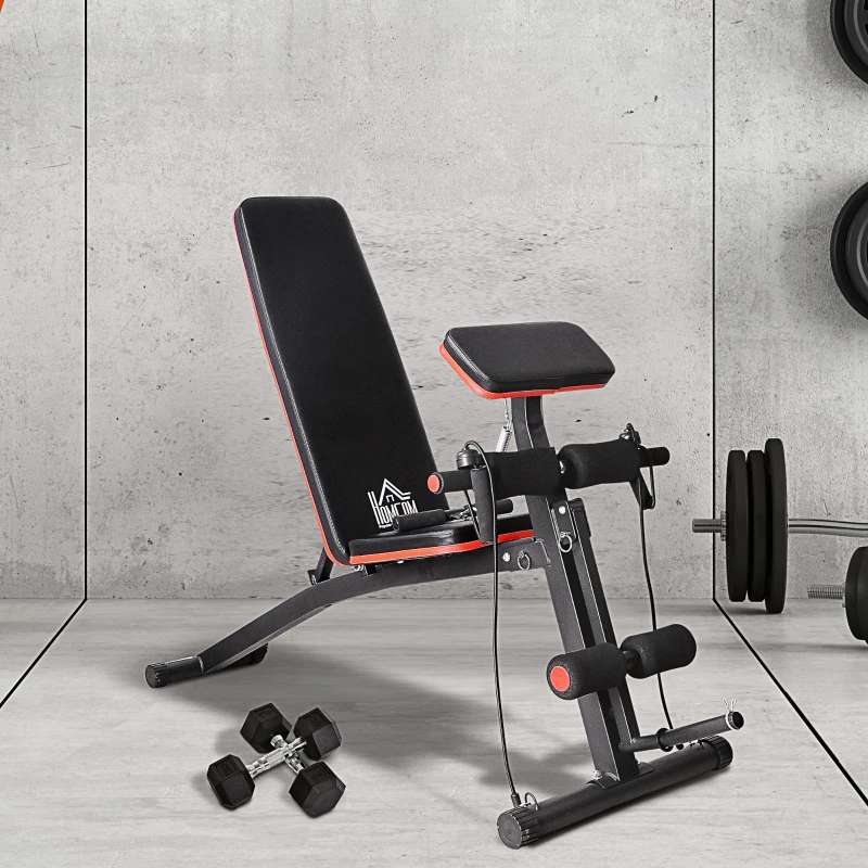 HOMCOM Adjustable Reclined Dumbbell Bench Weight Lifting Set Folding Sit Up Ab Bench Home Training Gym Multiuse Workout Exercise Fitness with 2 x 4kg Dumbbells