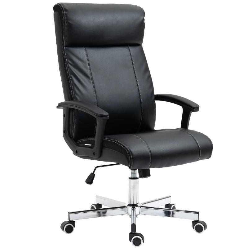 Vinsetto Massage Office Chair, PU Desk Chair with 6 Point Massage, High Back Computer Chair with Metal Legs, Thick Seat, Remote Control and Adjustable Height, Black