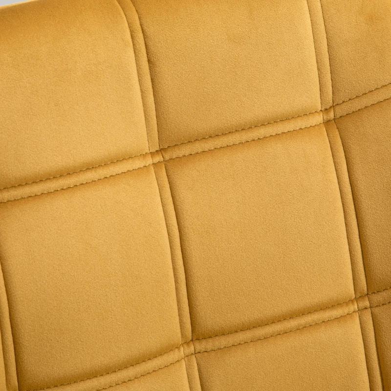 HOMCOM Armchair Accent Chair, Vanity Chair with Wide Arms, Slanted Back, Padding, Metal Frame, Wooden Legs, Home Bedroom Furniture Seating, Yellow