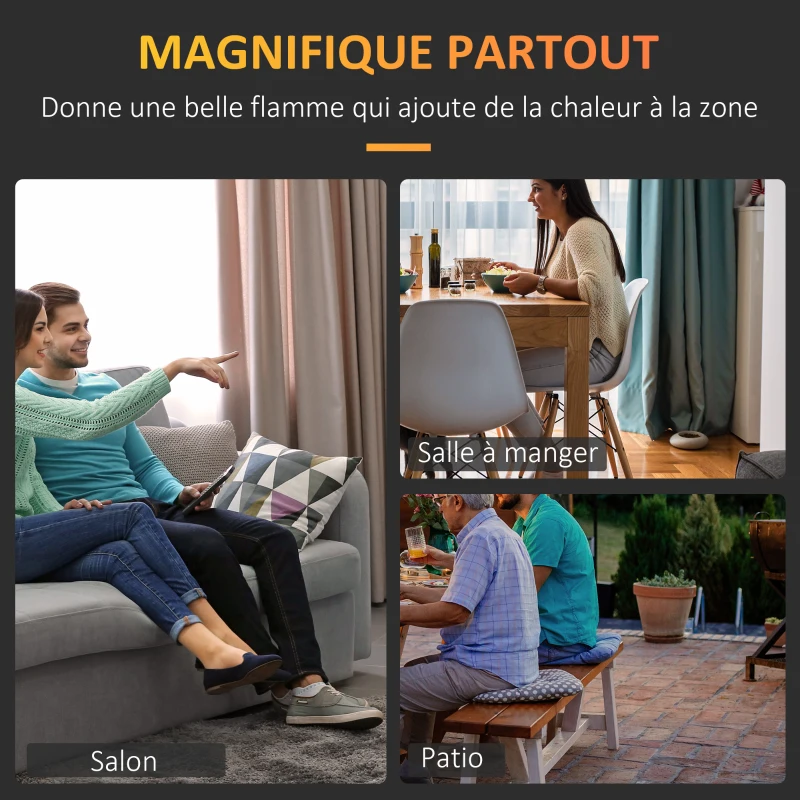 HOMCOM Cheminée bioéthanol Murale encastrable brûleur 2,8 L, environ 3,5 h de durée de combustion dim. 102L x 16l x 43H cm Couverture 25-30 m² Métal