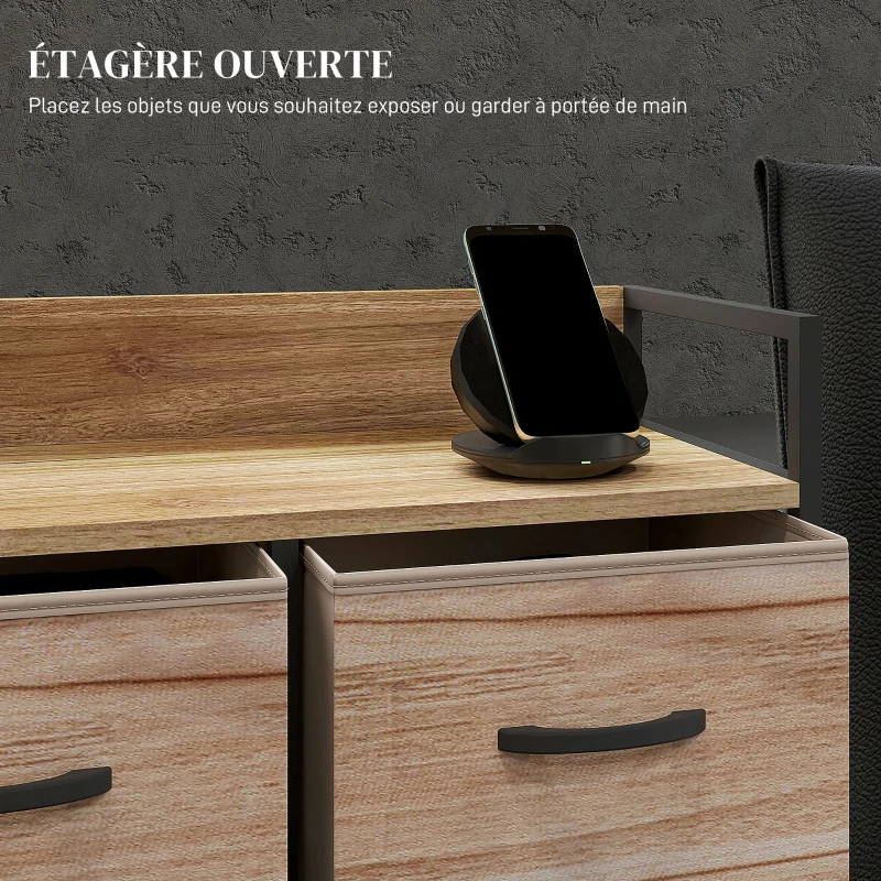 HOMCOM Commode 7 tiroirs meuble de rangement tiroir en tissu pliant - structure acier noir - 98 x 29 x 85 cm