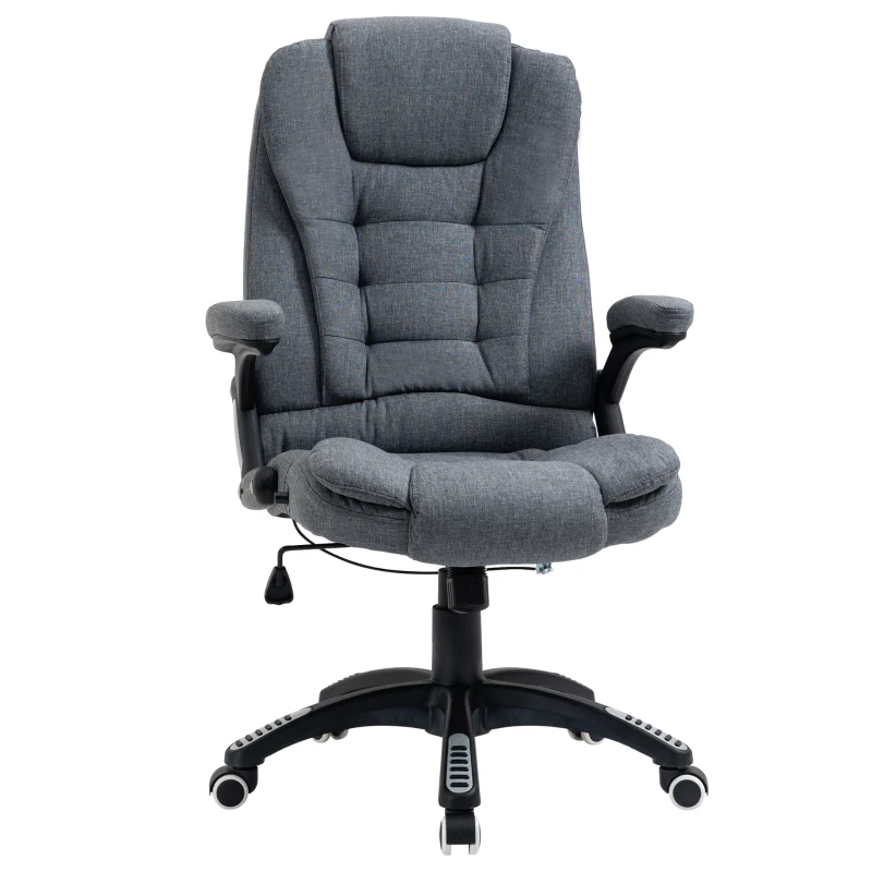 Vinsetto Sedia da Ufficio Ergonomica Reclinabile, Altezza Regolabile e Dondolamento, Poltrona Girevole con Ruote, 65x72x110-120cm, Grigio