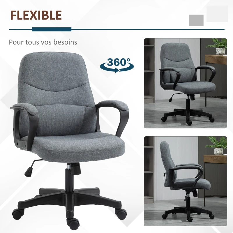 Vinsetto Chaise de bureau fauteuil bureau massant pivotant hauteur réglable tissu lin gris