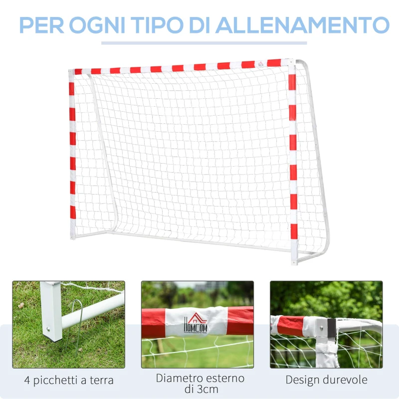HOMCOM Rete da Calcio, Porta da Calcio e Calcetto in Plastica PE per Adulti e Bambini, 302x83x201cm