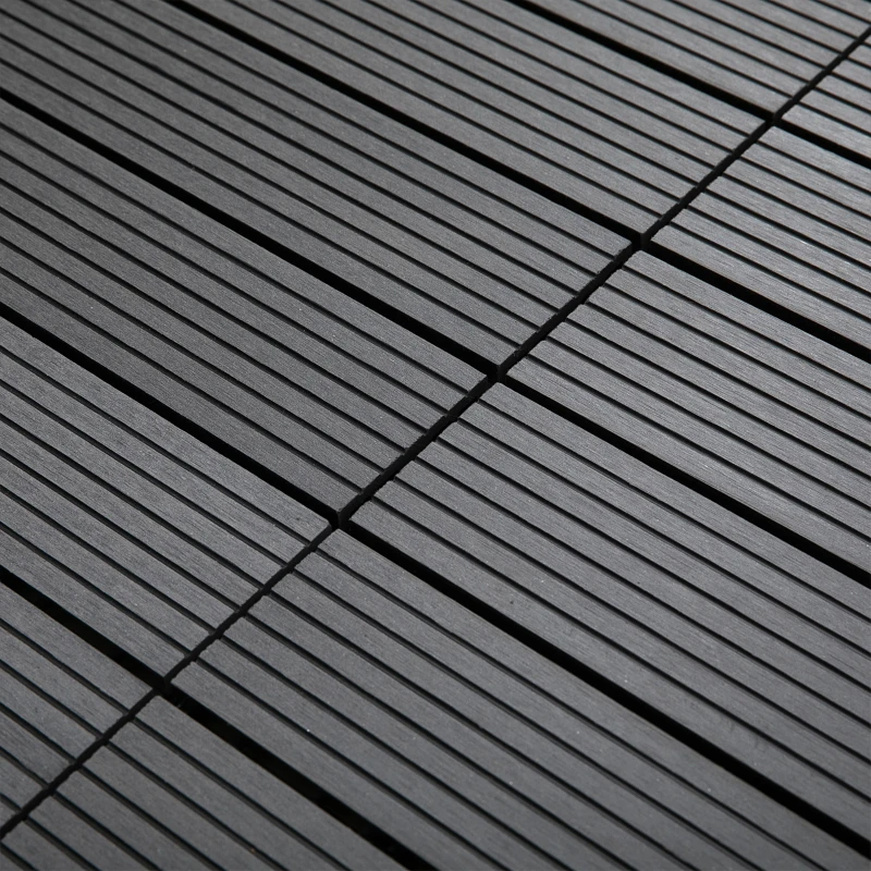 Outsunny Set de 11 Piezas Baldosas de Exterior 30x30 cm 1 m² Antideslizantes y Resistentes al Clima de Fácil Instalación Gris