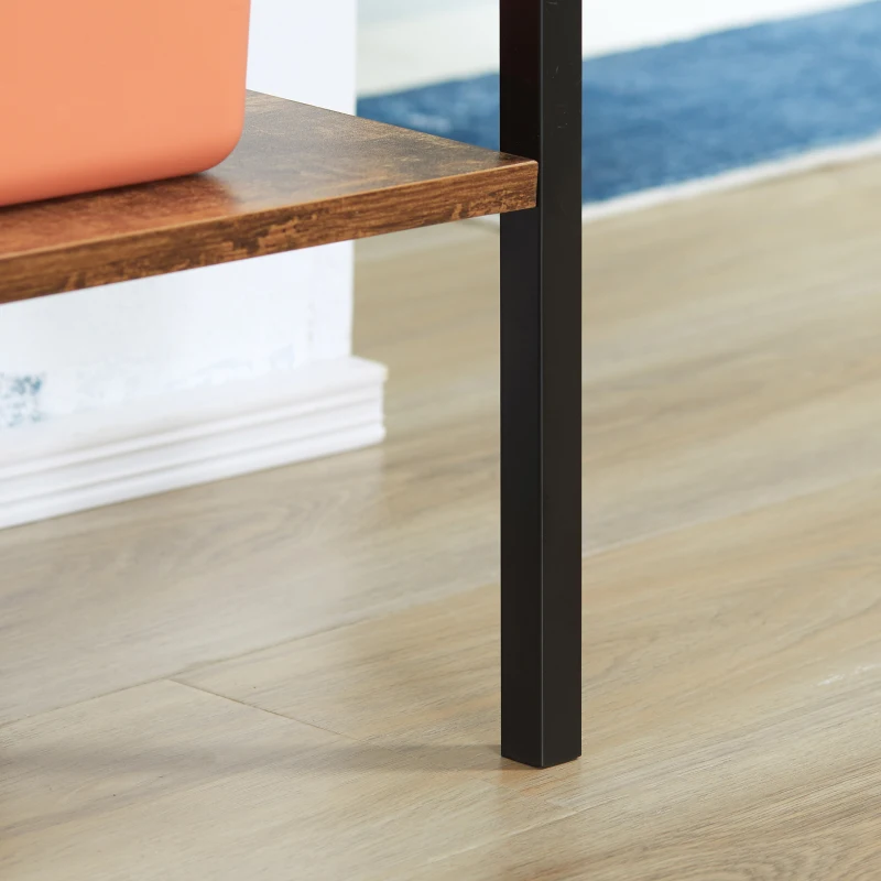 HOMCOM Estantería de Estilo Industrial en Forma de Escalera con 5 Baldas con Marco de Metal para Sala de Estar Dormitorio Cocina Oficina 56x34x160 cm Marrón Rústico