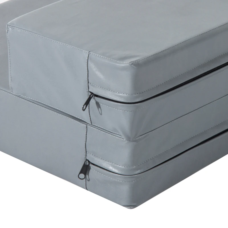 PawHut Scaletta per Cani Materassino 2 in 1 in PU e Gommapiuma 45x39x20cm Grigio