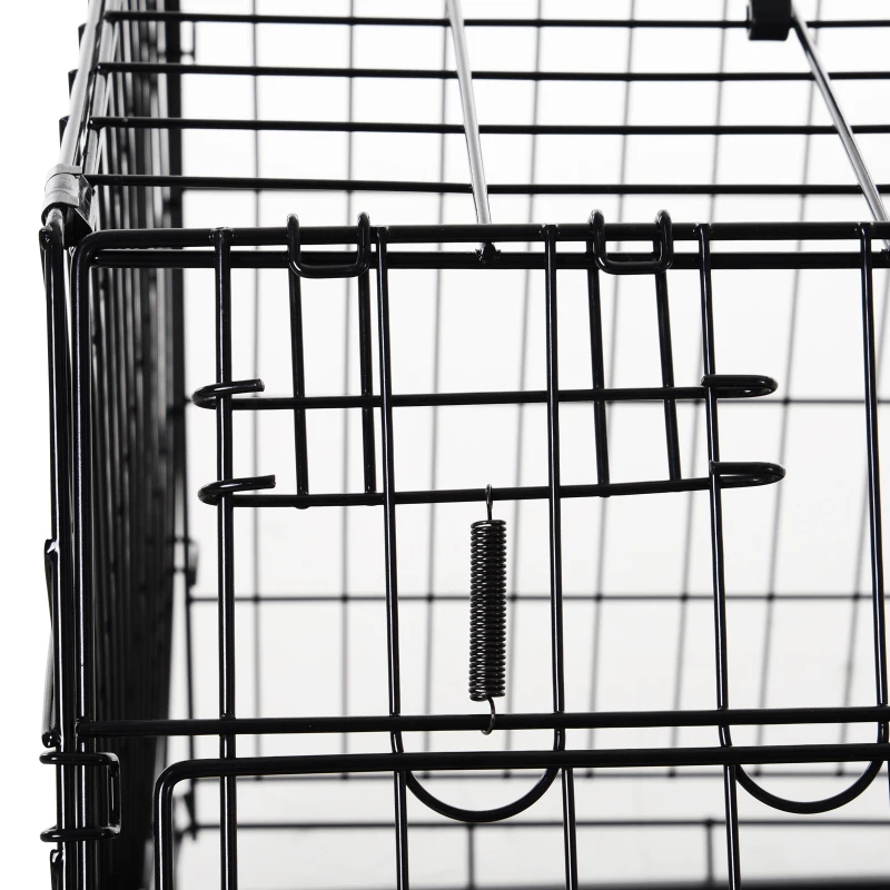 PawHut Trasportino per Cani in Metallo e PP, Gabbia per Cani a Trapezio per Auto con Maniglia, 77x47x55cm Nero