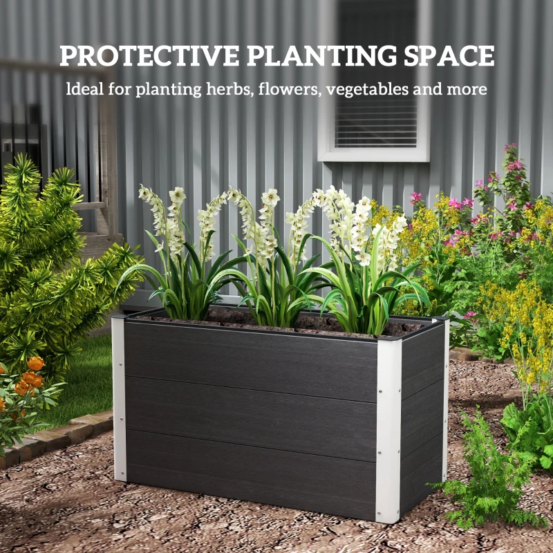 Outsunny Fioriera Vaso per Piante e Colture in Legno e Plastica 100x50x50cm Grigio