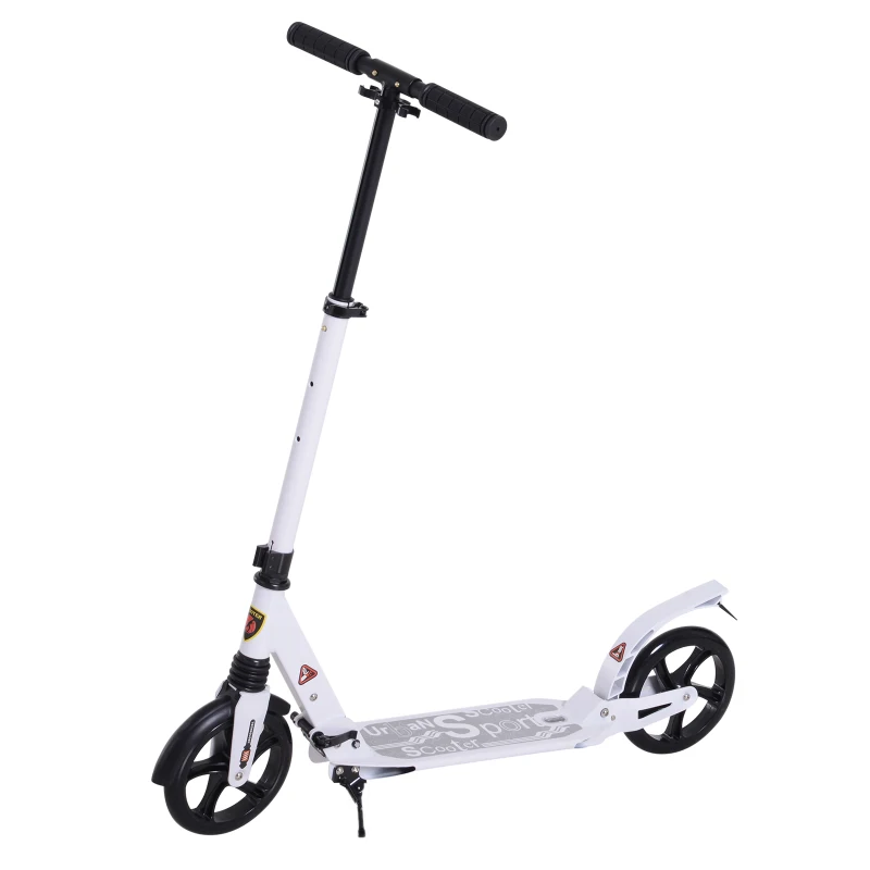 HOMCOM Monopattino Scooter Pieghevole con Serratura Rinforzata Regolabile per Adulti e Bambini in Alluminio 94 x 38 x 90-105 cm Bianco