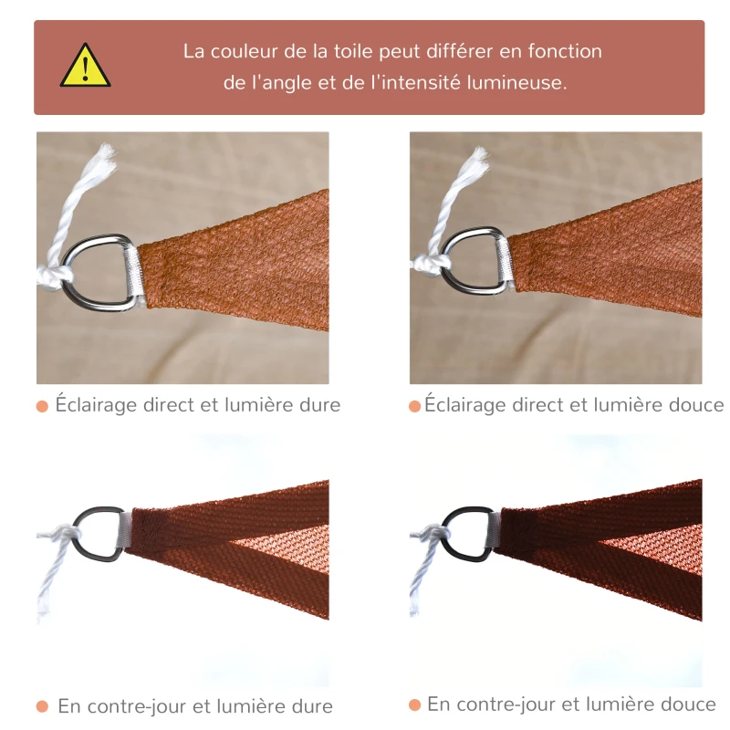 Outsunny Voile d'ombrage Triangulaire Grande Taille 3 x 3 x 3 m polyéthylène Haute densité résistant aux UV Coloris rouge rouille