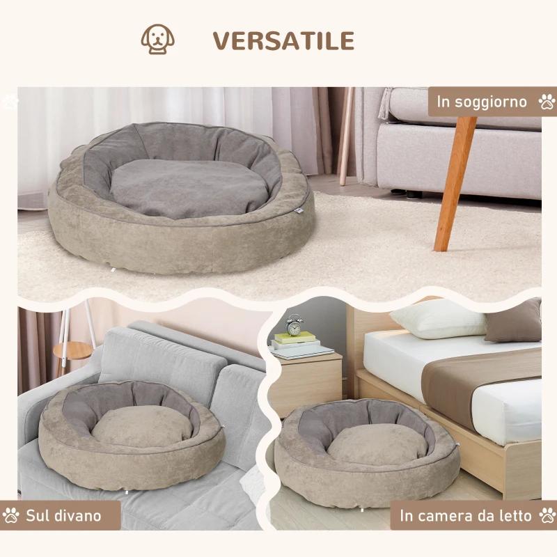 PawHut Cuccia per Cani Imbottita con Cuscino e Bordi Rialzati, Rivestimento in Tessuto, 85x85x35cm, Grigio