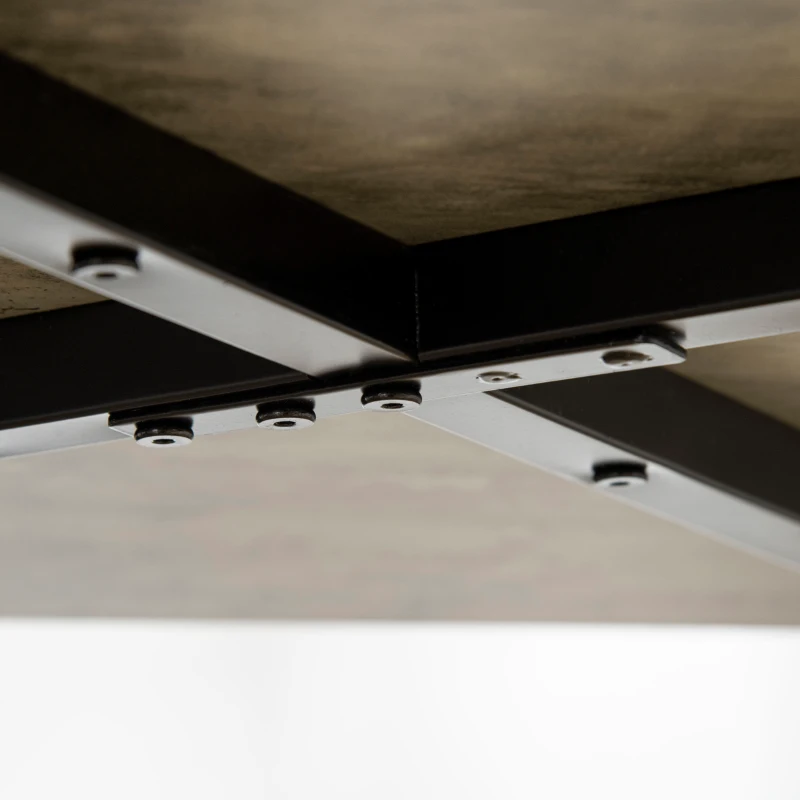 HOMCOM 5pc Bar Table Set, Square Dining Table Set for 4 People, Home Kitchen Breakfast Bar Set with Steel Frame and Footrest, Concrete Grey