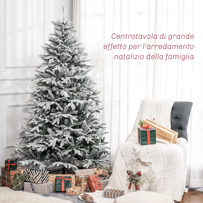 HOMCOM Albero di Natale Innevato 182.88cm con 2531 Rami Alto e Stretto con Base Pieghevole, Verde