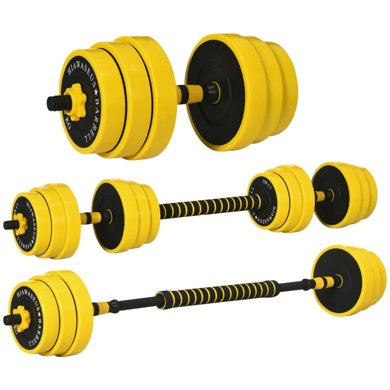 HOMCOM 25KG Dumbbell & Barbell  Adjustable Set Plate Bar Clamp Rod Home Gym Sports Area Exercise Ergonomic