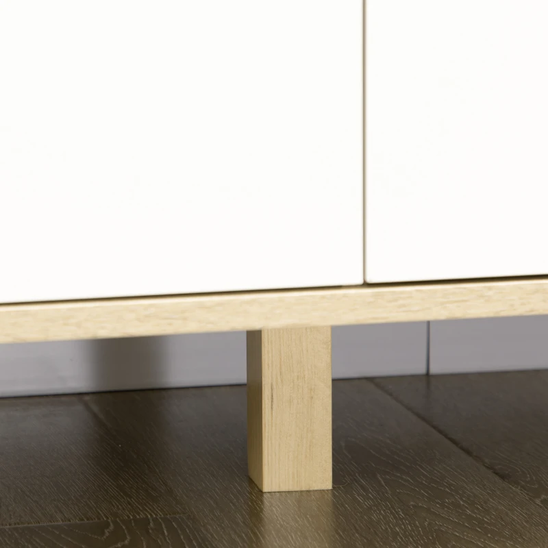 HOMCOM Cómoda con 6 Cajones Cajonera para Dormitorio Salón Estudio Estilo Moderno 120x40x76 cm Natural y Blanco(m-9)
