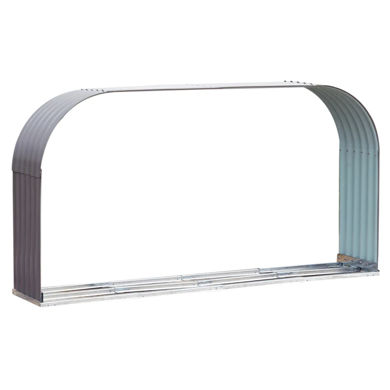 HOMCOM Stockage de bûches abri à bûches extérieur 212L x 40l x 111H cm surface sol 0,85 m² toit voûté acier galvanisé gris