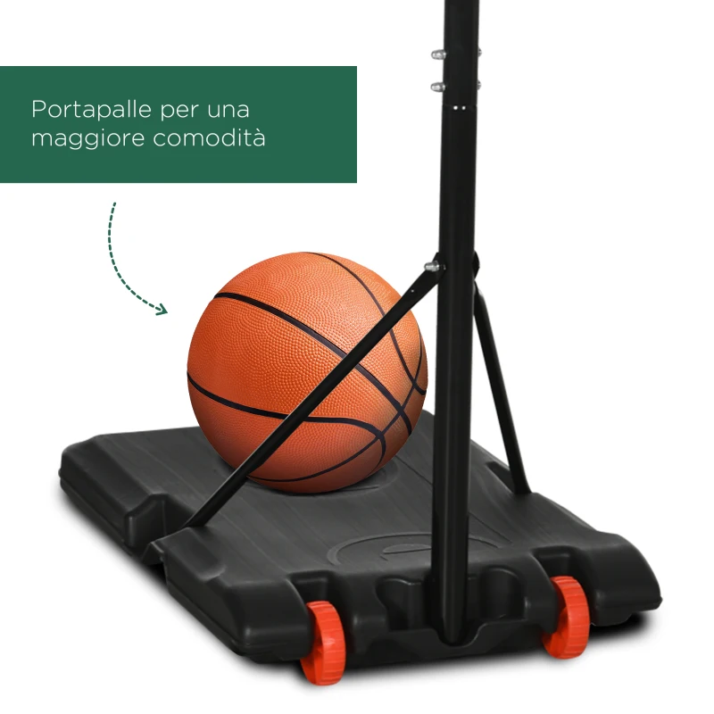 SPORTNOW Canestro Basket per Adulti, Altezza Regolabile 2.1-2.4 m, Ruote e Base Riempibile, Giallo