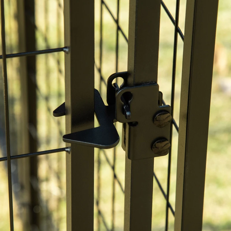 PawHut Outdoor Dog Kennel with Rotating Bowl Holders, Water and UV-Resistant Cover, for Medium, Small Dogs, Red