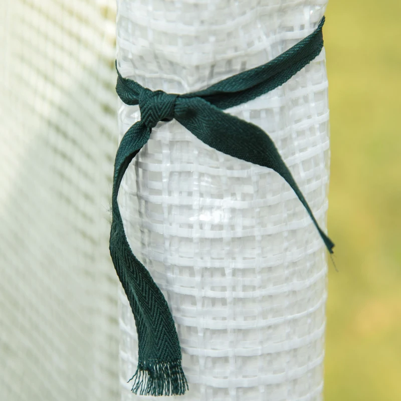 Outsunny Outdoor Walk-In Lean to Wall Greenhouse with Zippered Roll Up Door and PE Cover, 214L x 118W x 212Hcm, White