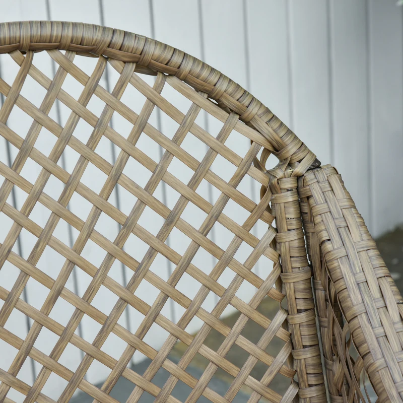 Outsunny Set Mobili da Giardino in Rattan PE con 2 Poltrone Divano a 2 Posti e Tavolo e Cuscini, Colore Khaki e Arancione