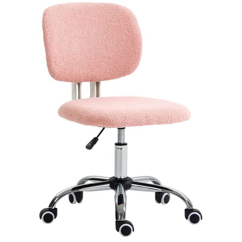 Vinsetto Sedia Ergonomica ad Altezza Regolabile in Poliestere con Schienale Ricurvo, 48x53x80-90 cm, Rosa
