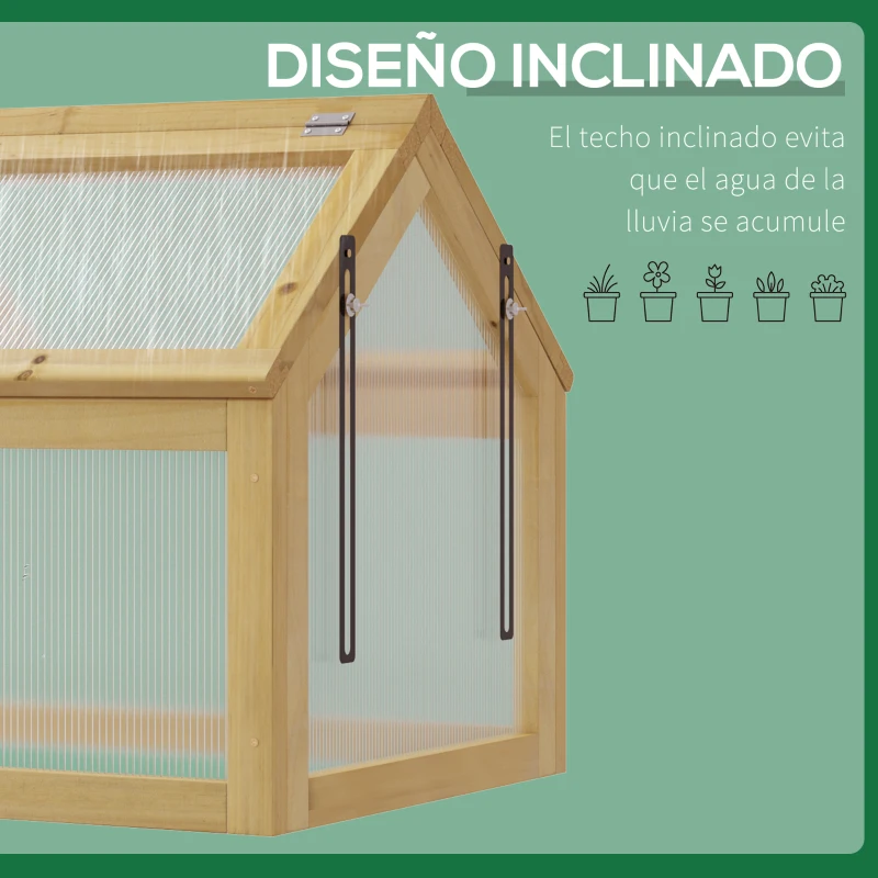 Outsunny Invernadero de Jardín con Paneles de Policarbonato Huerto Urbano de Jardín Vivero Casero con 4 Ventanas Abatibles para Cultivo Plantas Flores Terraza Exterior 90x48x49,5 cm Transparente