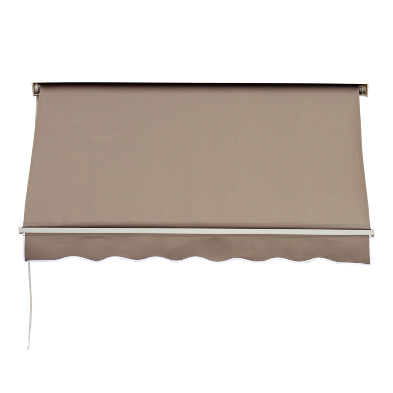 Outsunny Store banne Manuel Inclinaison réglable Aluminium Polyester imperméabilisé 70L x 180l cm Taupe Clair