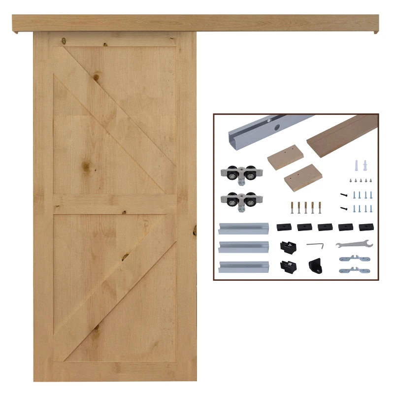 HOMCOM 6.5FT/2000mm Modern Sliding Barn Door Closet Hardware Track Kit Aluminium Track System Unit For Single Wooden Door