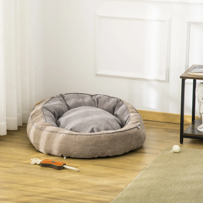 PawHut Cuccia per Cani Imbottita con Cuscino e Bordi Rialzati, Rivestimento in Tessuto, 85x85x35cm, Grigio