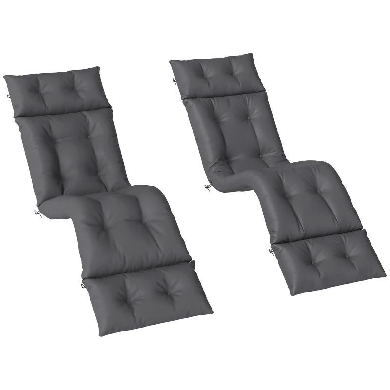 Outsunny Set of Two 190 x 56cm Sun Lounger Cushions - Dark Grey