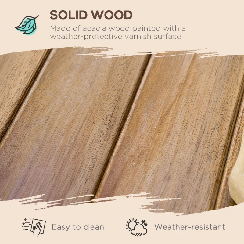 Outsunny 3 Pieces Picnic Bench Set with Table and 2 Benches, Acacia wood Dining Trestle Beer Table and Seat,  Natural Wood Finish