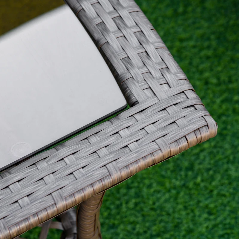 Outsunny Conjunto de 4 Muebles de Jardín de Ratán PE Sillón Sofá Doble y Mesa de Café con Cojines Lavable para Exterior Terraza Patio Marrón y Caqui