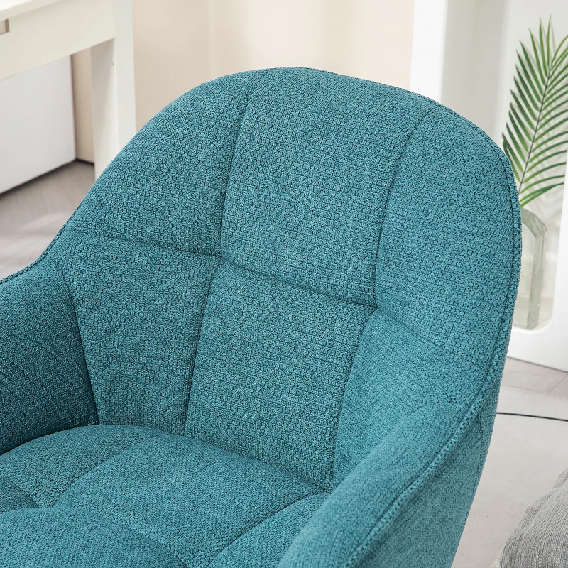 HOMCOM Sedia da Ufficio Girevole ad Altezza Regolabile, in Tessuto Effetto Lino e Acciaio, 63x66x86-96 cm, Verde Scuro