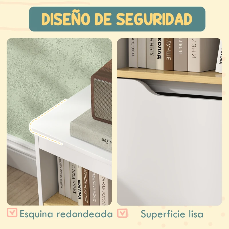 AIYAPLAY Estantería para Juguetes Infantil con 2 Cajones y Compartimento para Salón Dormitorio Sala de Juegos 80x30x45 cm Blanco