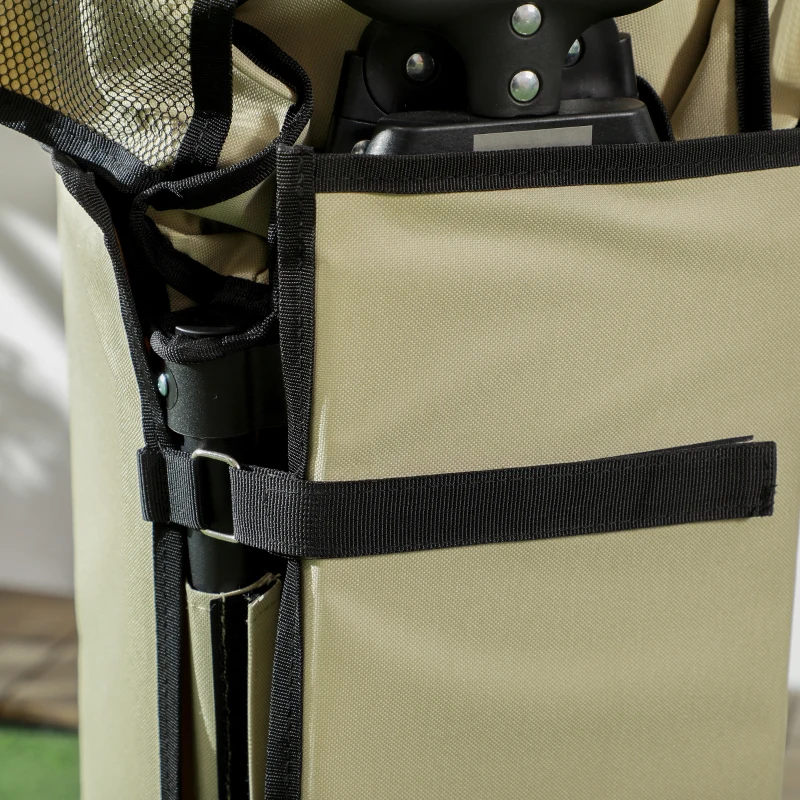 Outsunny Carrello da Giardino Pieghevole da 78L in Acciaio, tessuto Oxford e Plastica, 105x52x70-110 cm, color Kaki