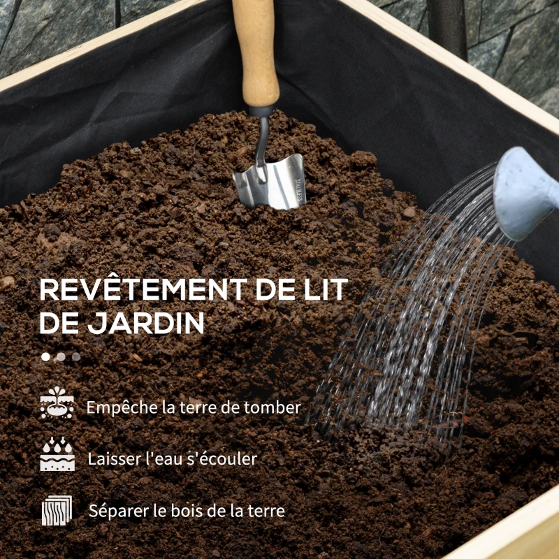 Outsunny Jardinière sur Pieds Potager surélevé, Inserts d'irrigation + Feutre de Drainage Inclus Bois Sapin pré-huilé
