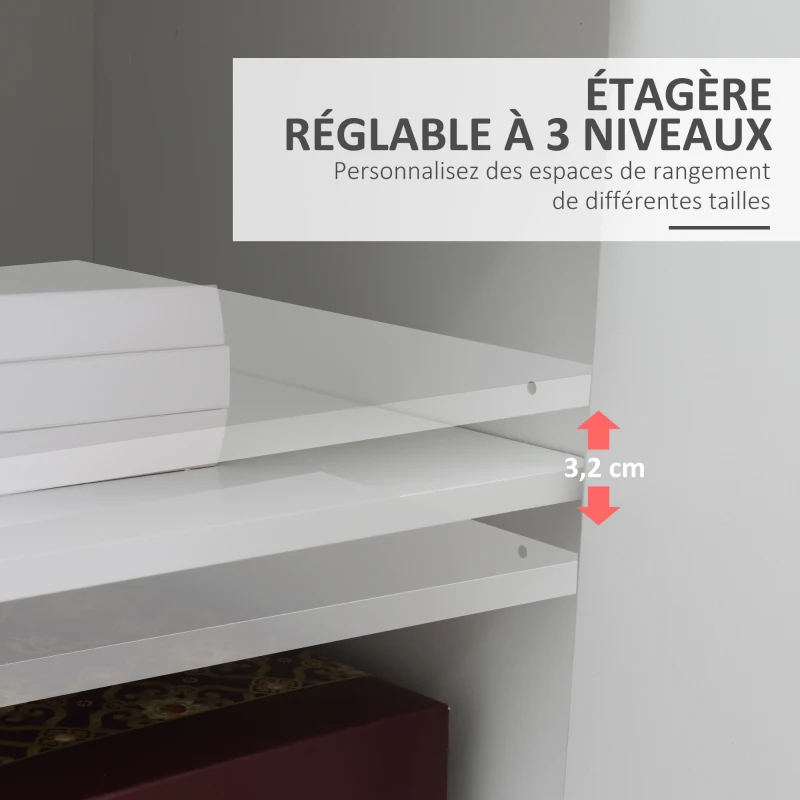 Vinsetto Support d'imprimante mobile avec tiroir, niche et placard 2 portes, étagère réglable, 60 x 39 x 80 cm, Blanc