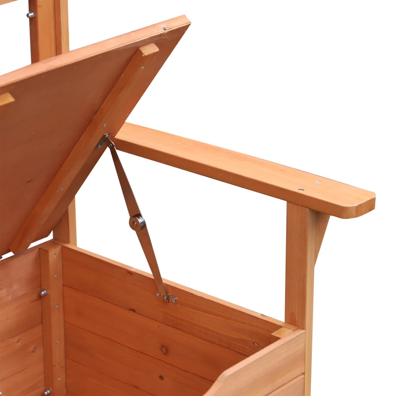 Outsunny Banc de jardin en bois de sapin avec coffre de rangement dim. 112L x 58l x 84H cm