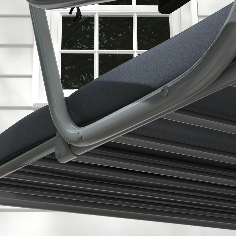 Outsunny Balancelle de Jardin 3 Places Convertible Toit Inclinaison réglable 2 tablettes Support 2L x 1,2l x 1,64H m métal