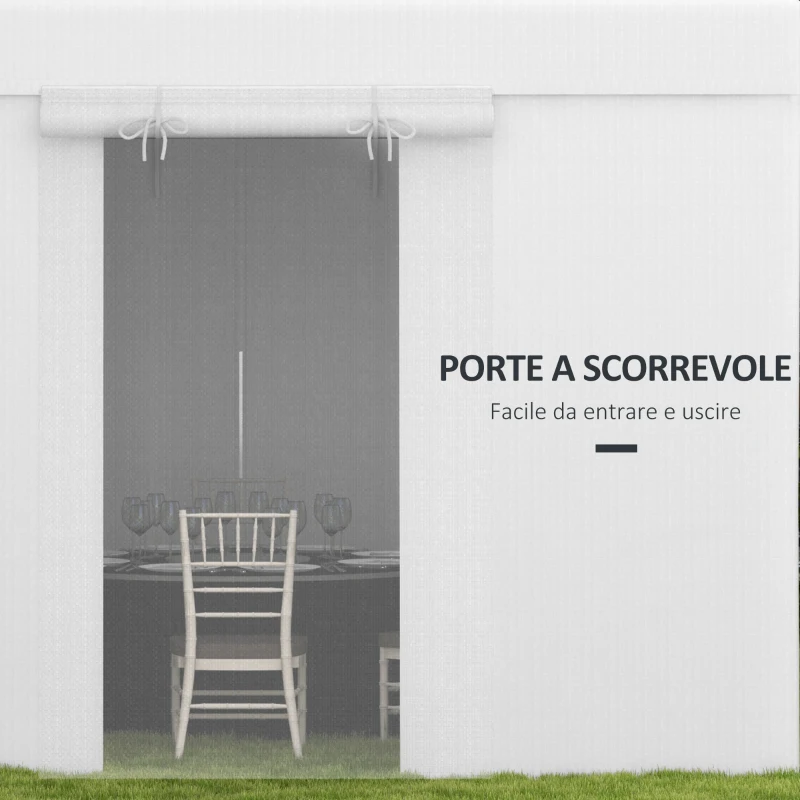 Outsunny Copertura per Gazebo 3x3 m in PE Impermeabile con Porte a Cerniera e Finestre, Bianco