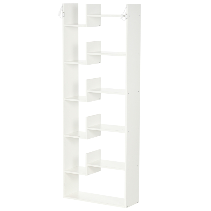 HOMCOM Libreria Moderna a 6 Livelli con 11 Scaffali Aperti per Studio e Soggiorno, 61x23x162.6 cm, Bianco