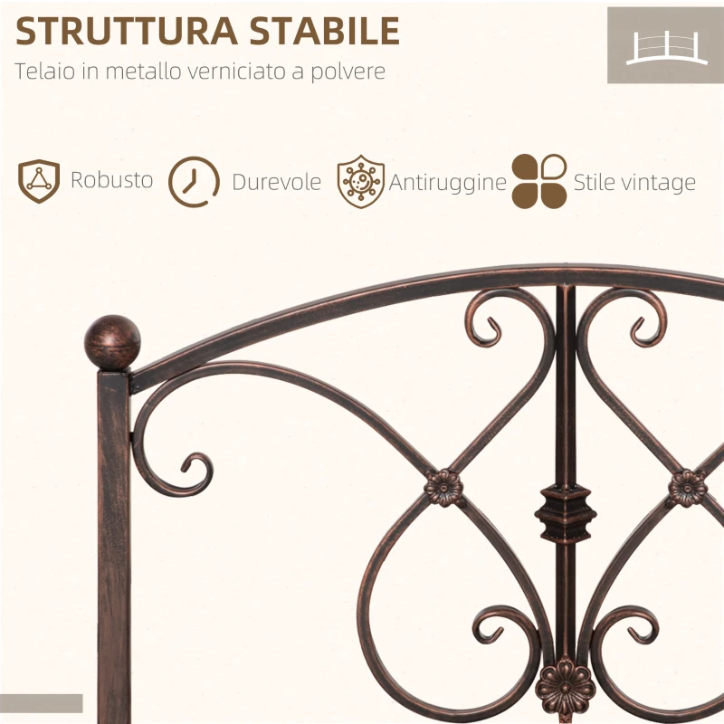 Outsunny Ponticello da Giardino Vintage con Elementi Floreali, in Metallo, 99x68x53cm, Nero